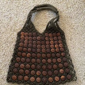 Brown button bag/tote